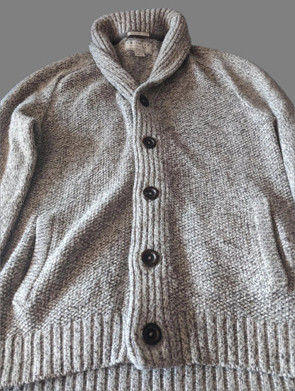 F&F Women's Vintage Knit Cardigan, Twisted Yarn, Collared, Slouch Fit, Button Up, grey, UK M